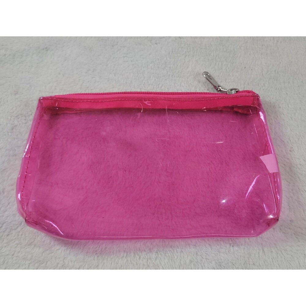 ​Clear Pink Transparent Plastic Travel Cosmetic Makeup Bag Zipper Pouch Organize